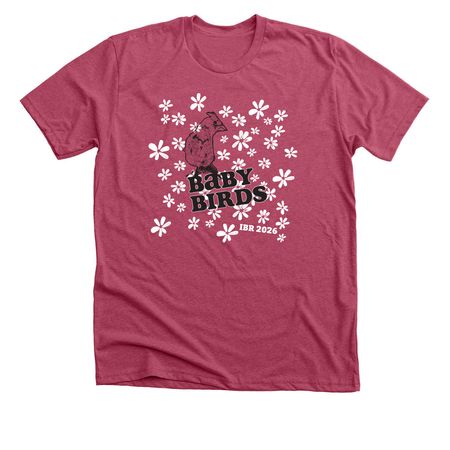 Baby Birds 2026, Flowers, a Heather Raspberry Premium Unisex Tee