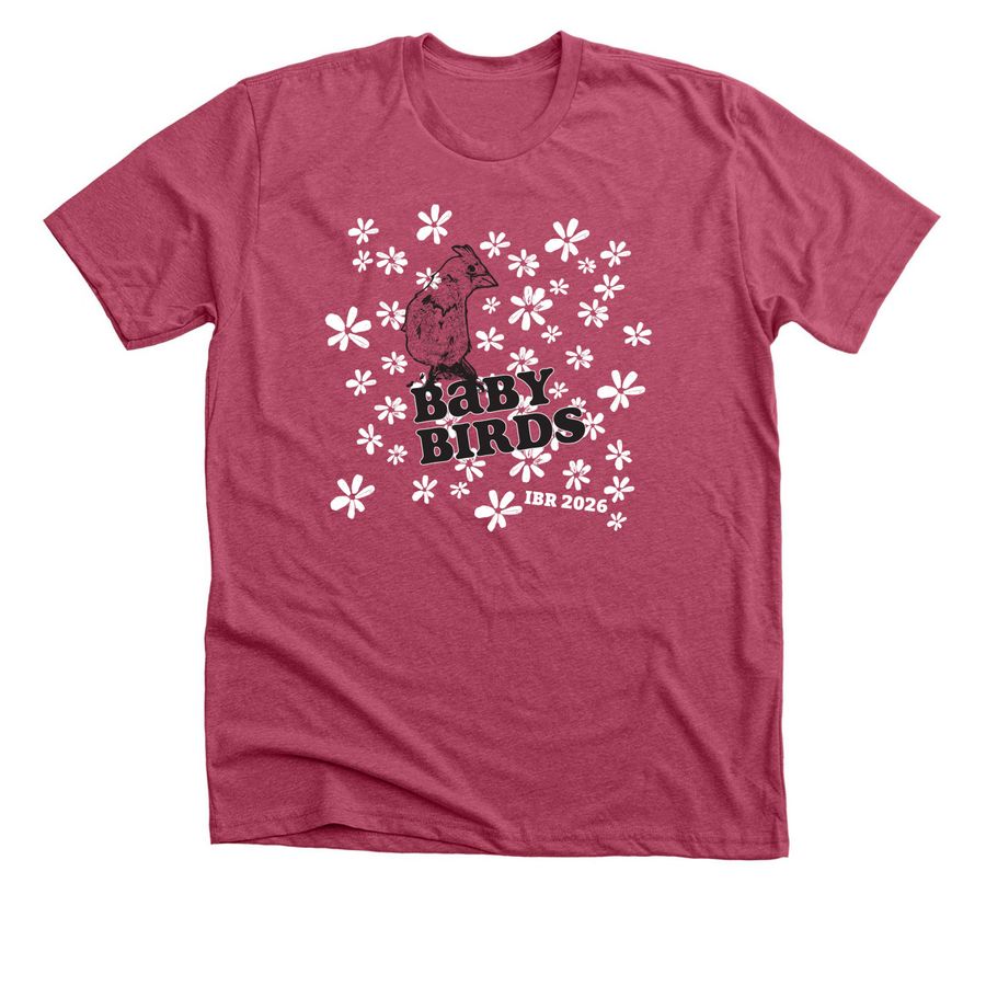 Baby Birds 2026, Flowers, a Heather Raspberry Premium Unisex Tee