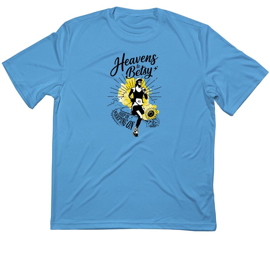 FRONT GRAPHIC- Heavens to Betsy, a Carolina Blue Classic Performance Tee