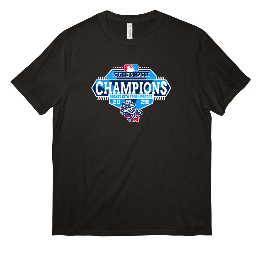 Rocket City Trash Pandas 2026 Champions Tee, a Deep Black All-American Unisex Tee