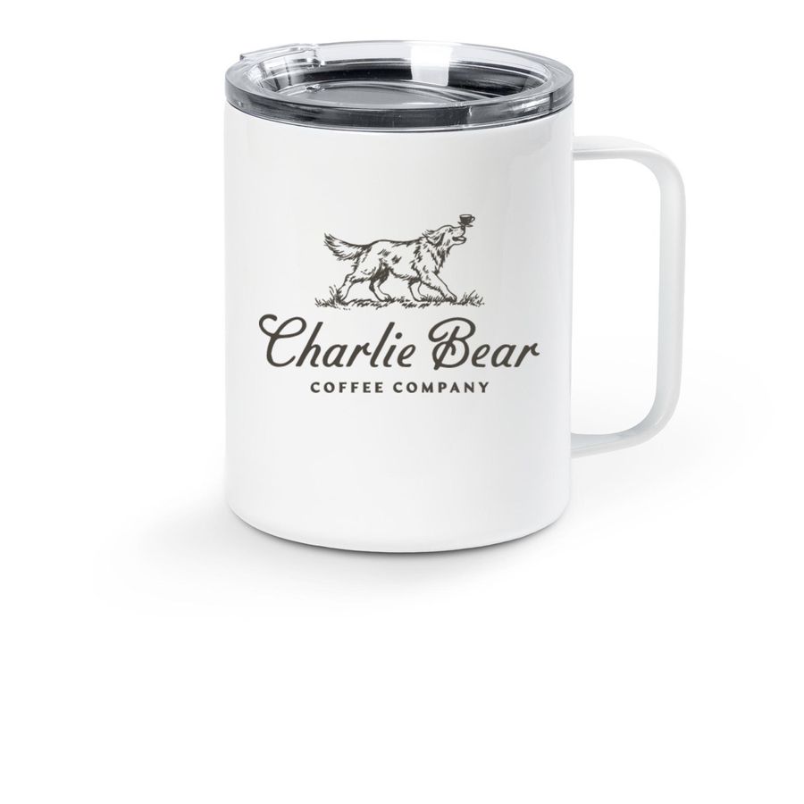 CB Travel Mug, a White Stainless Steel Travel Mug