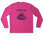 Cuan Law Trip Merch, a Neon Pink Unisex Performance Long Sleeve Tee (back-view)