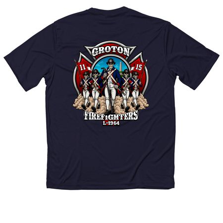 Shift Battle Logo, a True Navy Classic Performance Tee (back-view)