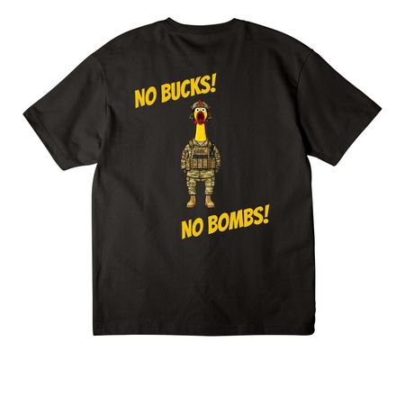 5CPTS NO BUCKS! NO BOMBS! - Heavyweight, a Black Unisex Heavyweight Tee (back-view)