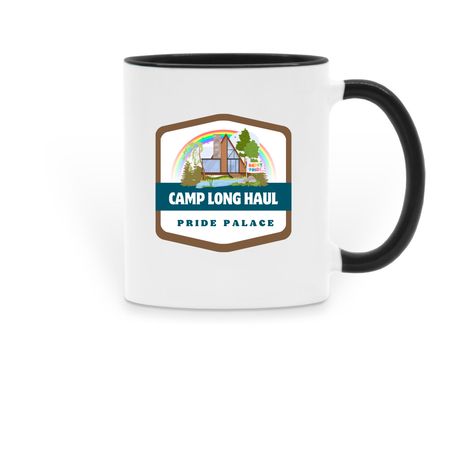 Camp Long Haul Pride Palace Cabin Mug, a Black Two-Tone Ceramic Mug