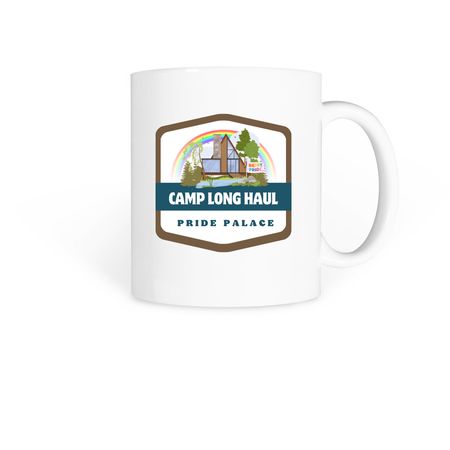 Camp Long Haul Pride Palace Cabin Mug, a White Coffee Mug