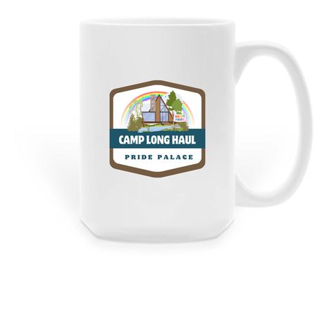 Camp Long Haul Pride Palace Cabin Mug, a White Large Coffee Mug