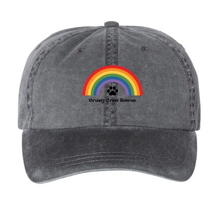 Rainbow Baseball Cap, a Black Printed Pigment Dye Baseball Cap