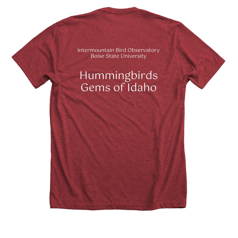 IBO Team Hummingbird:&nbsp;"throwback" edition, a Heather Canvas Red Premium Unisex Tee (back-view)