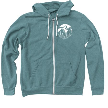 Adventure, a Heather Deep Teal Zip Up Hoodie