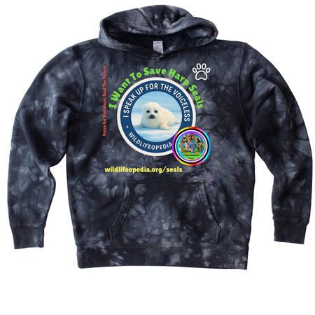 Purrfectly Wild Hoodies: "Seal The Future", a Black Youth Tie Dye Pullover Hoodie