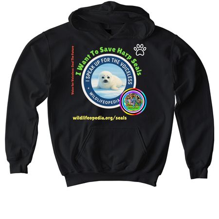 Purrfectly Wild Hoodies: "Seal The Future", a Black Softstyle Youth Pullover Hoodie
