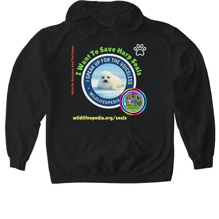 Purrfectly Wild Hoodies: "Seal The Future", a Black Gildan Softstyle Pullover Hoodie