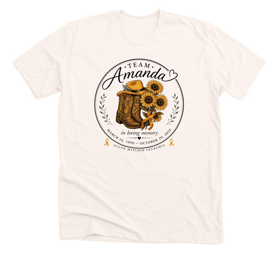 TEAM AMANDA, a Heather Natural Premium Unisex Tee