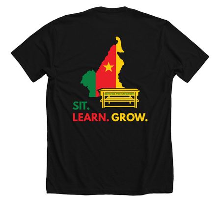 Benches for Cameroon, a Solid Black Blend Premium Unisex Tee (back-view)