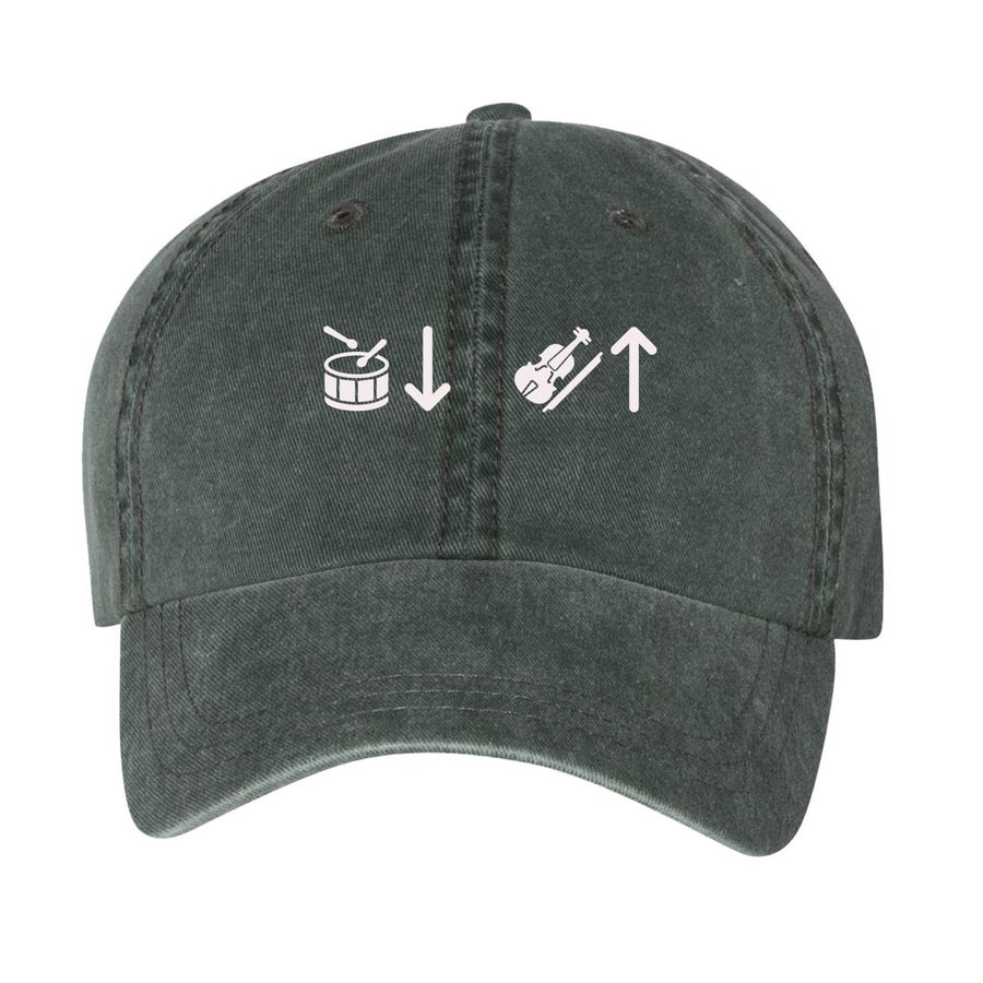 Drums down!&nbsp;Violin up!&nbsp;, a Forest Printed Pigment Dye Baseball Cap