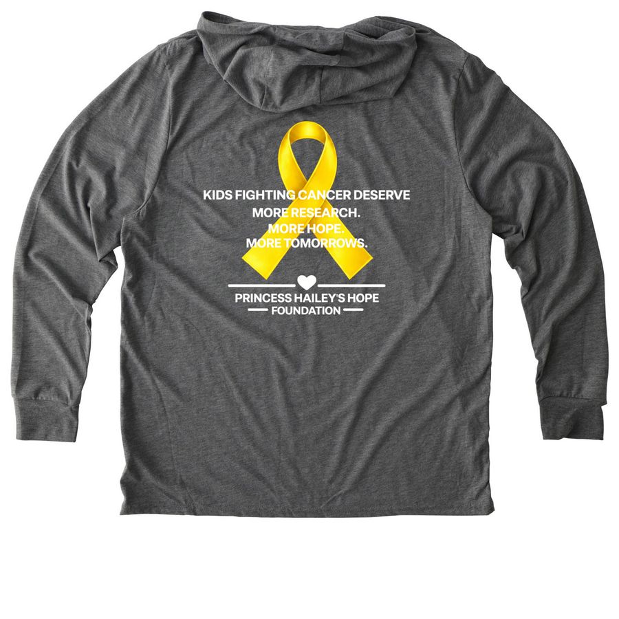 My Hero Needed a Cure, a Aluminum Grey Allmade Eco Triblend Hoodie Tee (back-view)