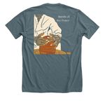 Hands of The Potter, a Heather Slate Premium Unisex Tee (back-view)
