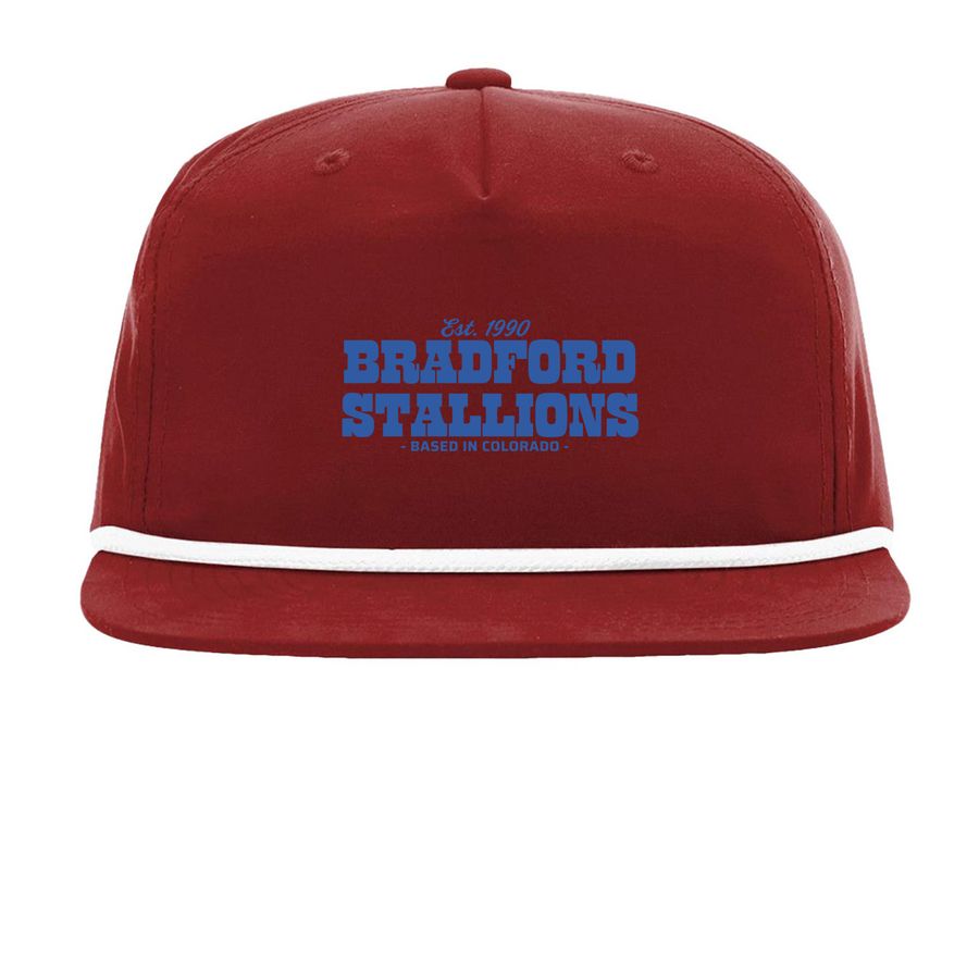 Bradford Stallions Hat 1990, a Cardinal/ White Printed Umpqua Snapback Cap