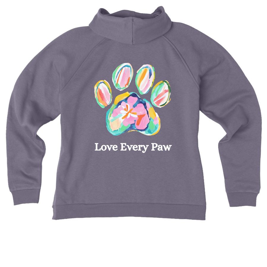 Love Every Paw&nbsp;, a Cosmic Purple Allmade Women?s Organic CVC Zip-Up Hoodie