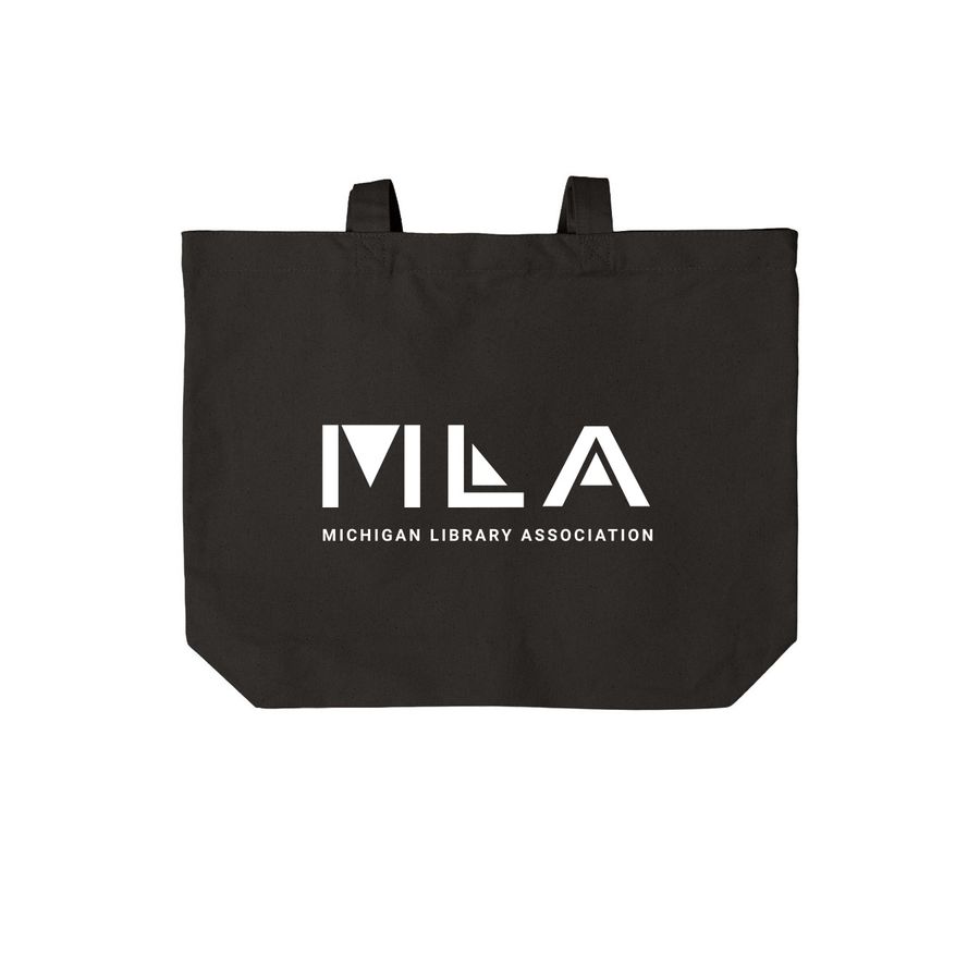 MLA Logo Tote, a Deep Black Cotton Canvas Tote Bag