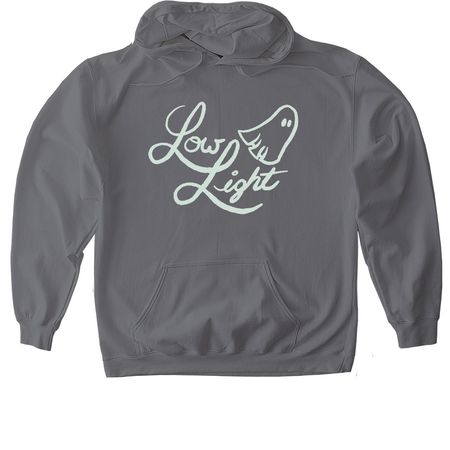 Low Light Friendly Ghost, a Charcoal Gildan Softstyle Pullover Hoodie