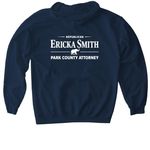 Ericka is Ready on Day One, a Navy Gildan Softstyle Pullover Hoodie (back-view)