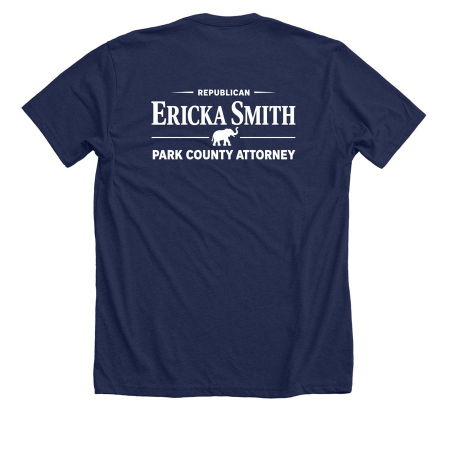 Ericka is Ready on Day One, a Solid Navy Blend Premium Unisex Tee (back-view)