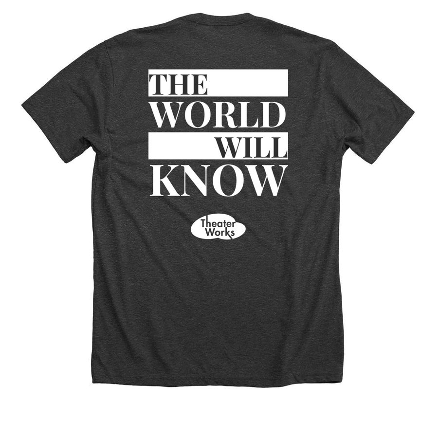Newsies Cast & Crew Shirt, a Dark Grey Heather Premium Unisex Tee (back-view)