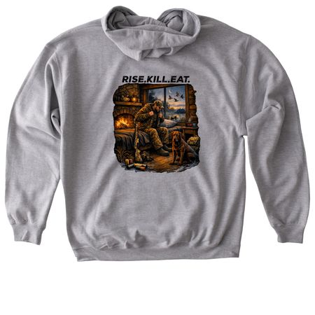 Rise. Kill. Eat.&nbsp;, a Sport Grey Gildan Softstyle Pullover Hoodie