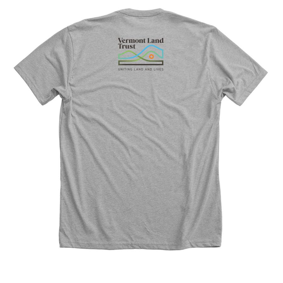 Black-capped Chickadee T-Shirt, a Athletic Heather Premium Unisex Tee (back-view)