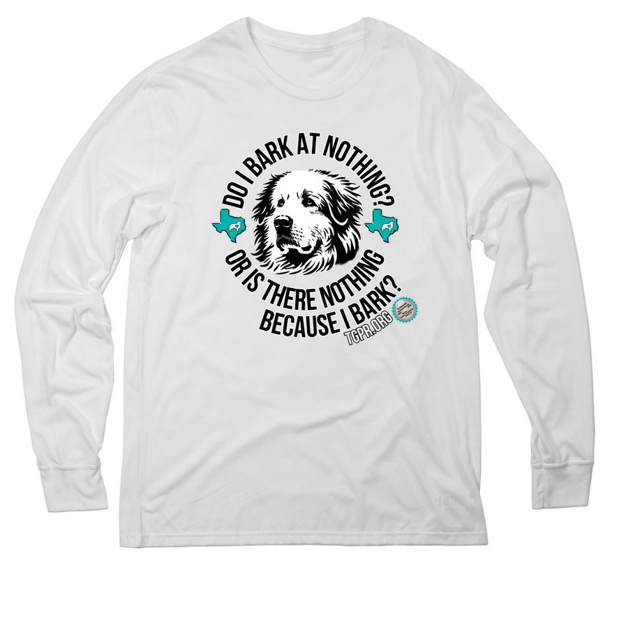 25th Anniversary Ts #2: Do I Bark At Nothing?, a Bright White Allmade Eco Triblend Long Sleeve Tee