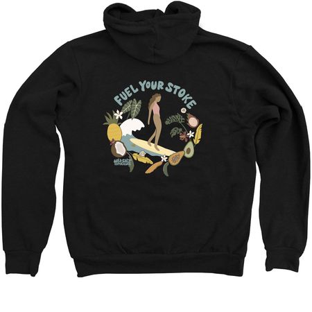 Fuel Your Stoke Zip Ups, a Black Zip Up Hoodie (back-view)