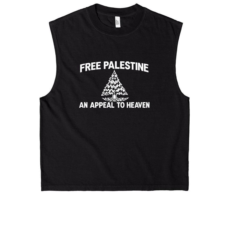 Zach Bryan Free Palestine Tank Top Shirt, a True Black Heavyweight Garment Dye Muscle Tee