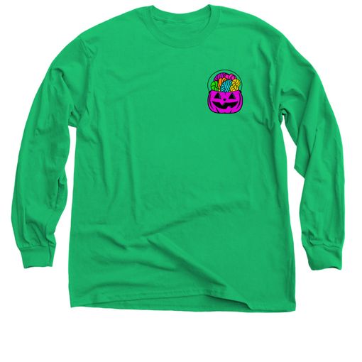 Forget the Candy... Purple Candy Pail 🎃 Irish Green Long Sleeve Tee