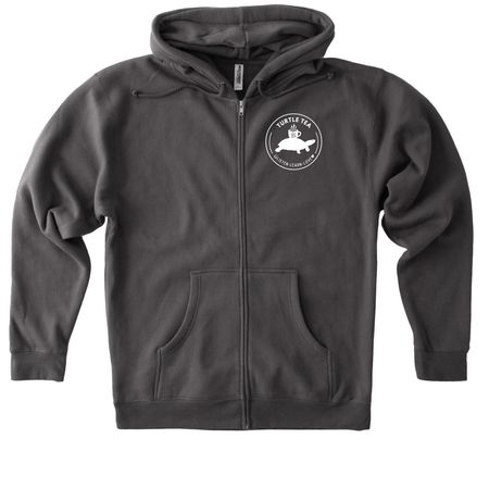 Turtle Tea Podcast Hoodies, a Solid Charcoal Heavyweight Zip Up Hoodie