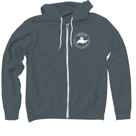 Turtle Tea Podcast Hoodies, a Heather Slate Zip Up Hoodie