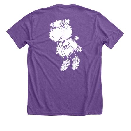 MY NAME IS: DROPOUT, a Heather Team Purple Premium Unisex Tee (back-view)