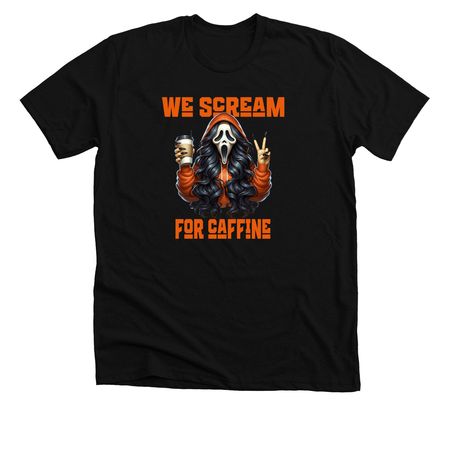 We scream/orange letters, a Solid Black Blend Premium Unisex Tee