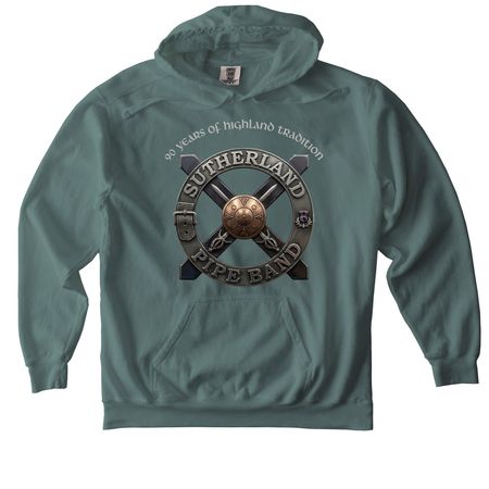 Sutherland 90th - Front Print Tops, a Blue Spruce Comfort Colors Pullover Hoodie