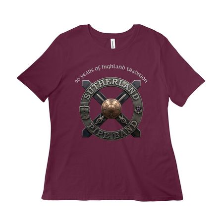 Sutherland 90th - Front Print Tops, a Maroon Women?s Relaxed Cotton Tee