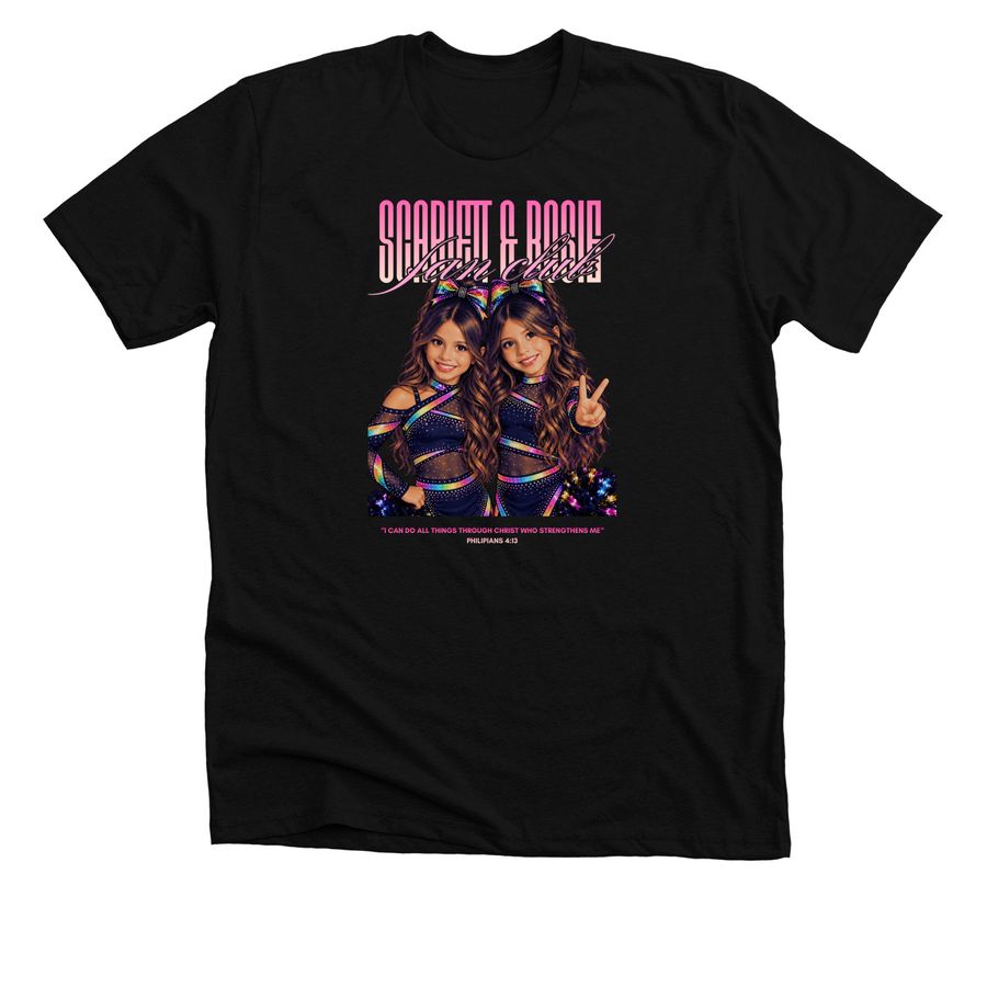 Scarlett & Rosie ?, a Solid Black Blend Premium Unisex Tee