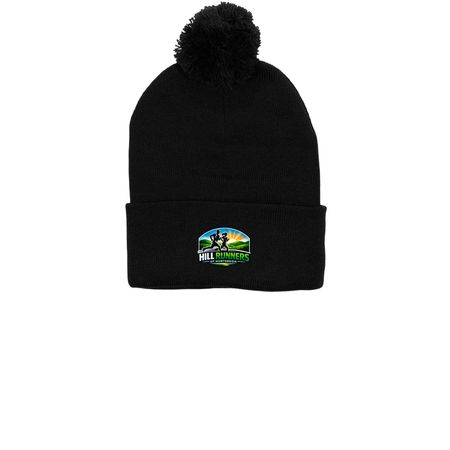 HRH Beanies, a Black Printed Pom-Pom Beanie