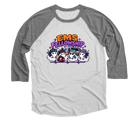 EMS Halloween Shirt, a Premium Heather and Heather White 3/4 Sleeve Baseball Tee