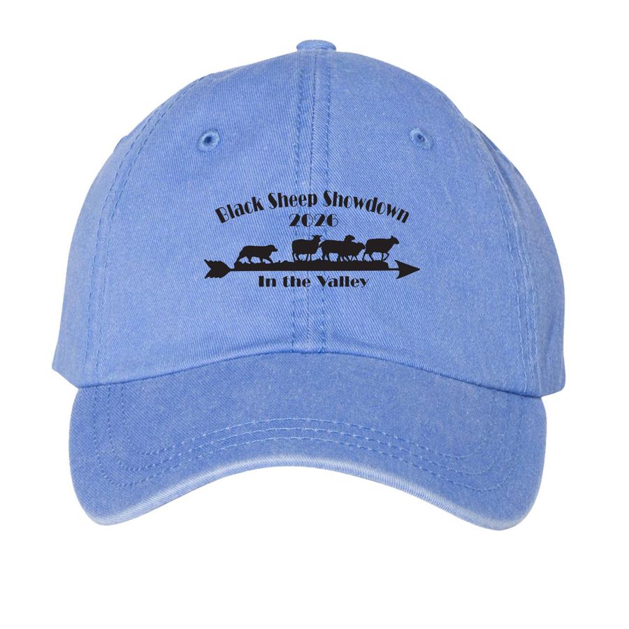 2026 Black Sheep Showdown Hats (Black Logo), a Periwinkle Printed Pigment Dye Baseball Cap