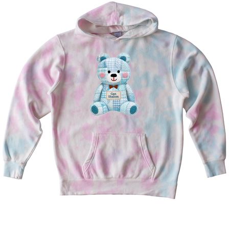 Gan Shalom Share Bear Wear, a Cotton Candy Youth Tie Dye Pullover Hoodie