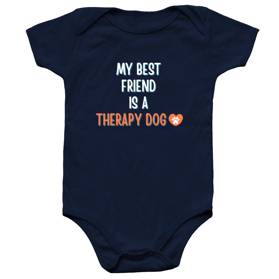 Bestie is a Therapy Dog - Infant, a Navy Infant Onesie