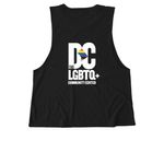 DC Progress Pride Flag, a Deep Black Allmade Eco Triblend Women?s Muscle Tank (back-view)