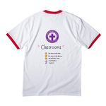 Montessori Team Tee, a White/ Red Cotton Ringer Tee (back-view)