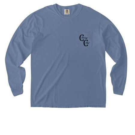 Carriage Club - Est. 1967, a Blue Jean Comfort Colors Long Sleeve Pocket Tee